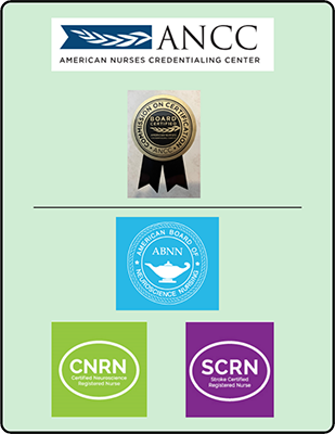 Image of ANCC, CNRN, SCRN, and ABNN badges